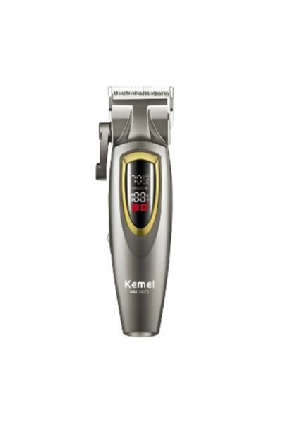 Kemei Επαναφορτιζόμενη κουρευτική μηχανή με LCD οθόνη KM-1672 γκρι/χρυσό