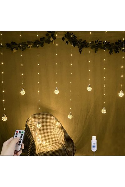 Generic 200 LED Wishing Ball Curtain String Lights with Remote, USB & Battery...