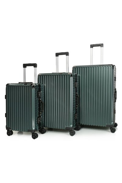 MORANO Morano Luggage Set with Aluminum Frame, Stylish Design, Security Lock, Cup Holder, Grey Color, Sizes: 28-24-20 Inches