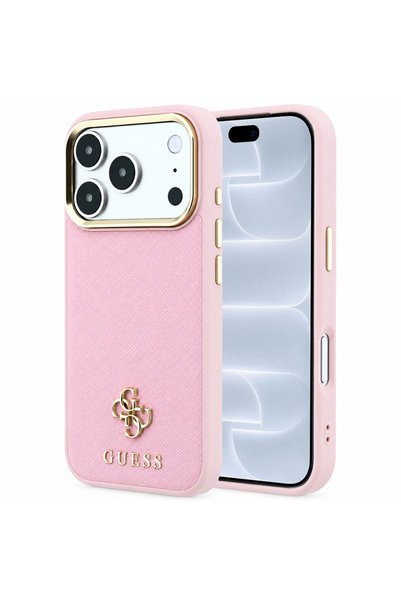 Guess Θήκη για iPhone 17/18 Pro Σαφιάνο Μικρή 4G Κλασική MagSafe, Ροζ