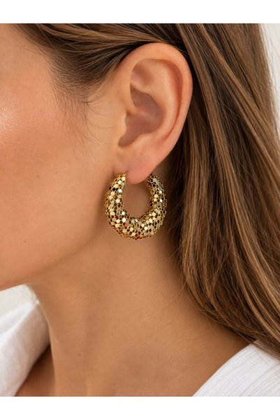 Sacha Accessories Sequin Look Gold Hoop Earrings