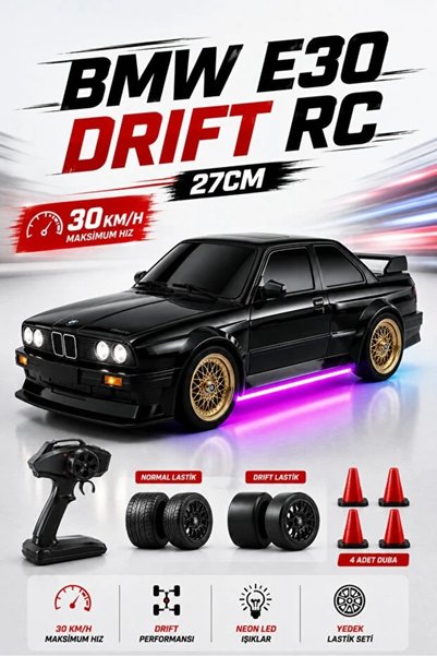 YILDIRIM OYUNCAK Uzaktan Kumandalı Şarjlı 30km/h Yapan BMW E30 Drift Arabası ...