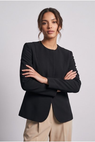 Herry Kadın Sıfır Yaka Minimalist Blazer Ceket - Kuplu Oval Kesim Şık Ofis Ce...