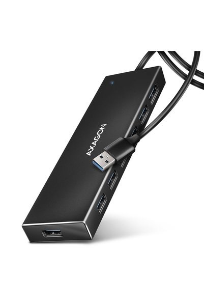 OEM Axagon 7x USB 3.2 Gen 1 ALU Επίπεδος διανομέας, είσοδος τροφοδοσίας micro...