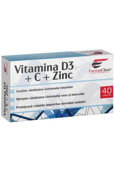 FarmaClass Βιταμίνη D3+C+Zn - Farma Class, 40 κάψουλες