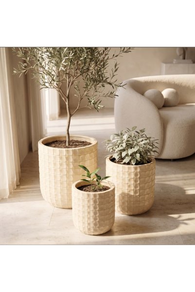 Vi Markets Elegant decorative planters featuring a beautiful textured geometr...
