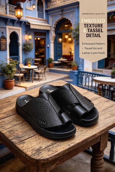 NajdEva Shop صندل رجالي سعودي الصنع بتصميم مفتوح الأصابع، مصنوع من الجلد الطب...