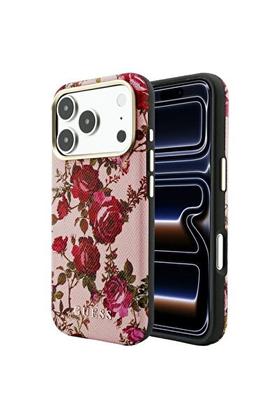 Guess iPhone 17/18 Pro Θήκη MagSafe με σχέδιο Ανθισμένα Τριαντάφυλλα, Ροζ