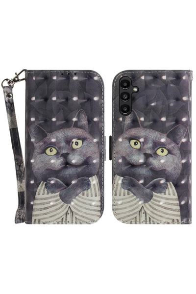 XGSM Husă tip carte pentru Samsung Galaxy A25 5G, Portofel, Pisică, gri + sti...