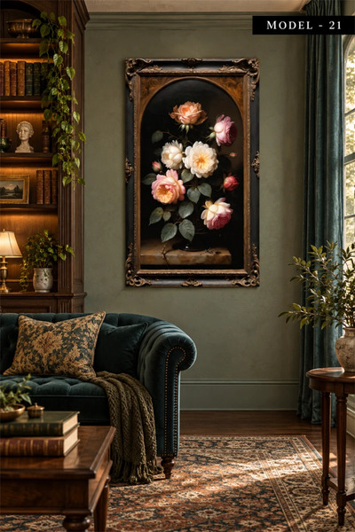 Akıllı Kağıt Yapışkanlı Keçe Tablo - Poster Çiçek (Model- 21)