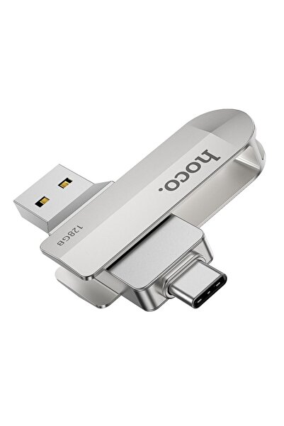 Hoco USB 3.0 Stick UD10 128GB με σύνδεση USB-A και USB-C σε ασημί χρώμα