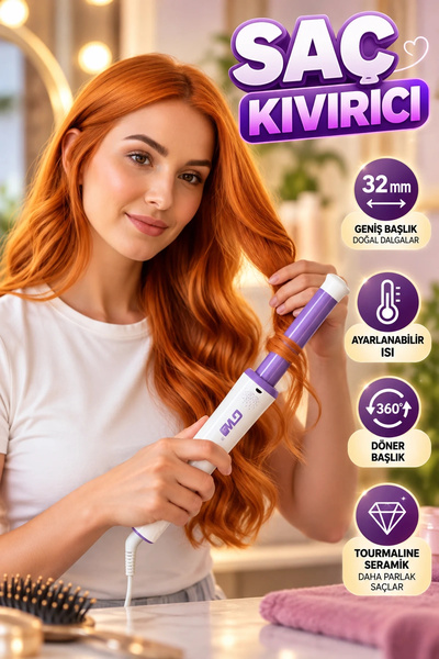 canrodi Gw 32 mm Tourmaline Ceramic Hair Curling Iron – Adjustable Heat and R...