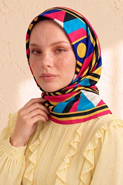 AFVENTE Eșarfă și foulard moale, fucsia, cu model geometric, retro, vintage, ...
