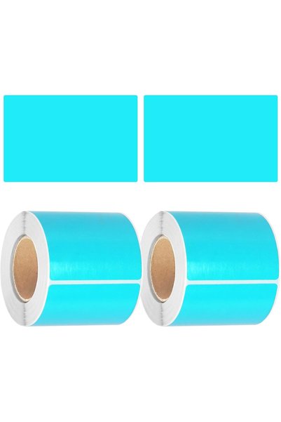 Generic 600Pcs 2 Rolls 2" x 3" (W×H) Vertical Rectangle Blue Thermal Labels S...