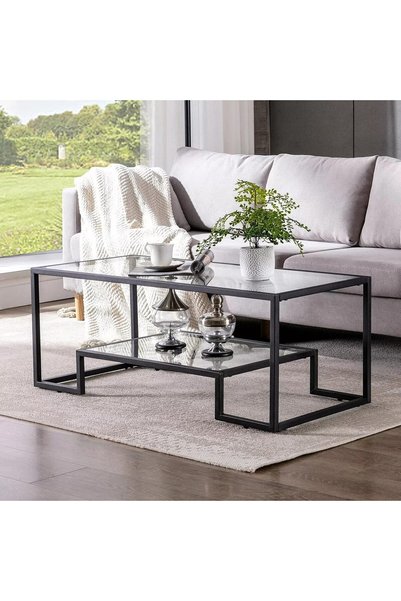 Generic 2 Tiers Coffee Table 100 * 50cm, Modern Tempered Glass Sofa Table Wit...