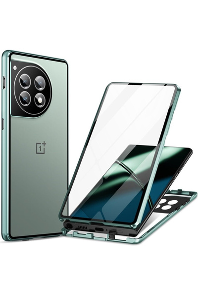 XGSM Husă pentru OnePlus 12 5G, Magnetică, cu sticlă dublă, Verde