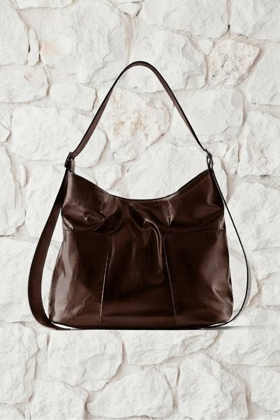 Gogoey Leather Pocketed Striped Women's Strap Shoulder Bag Brown