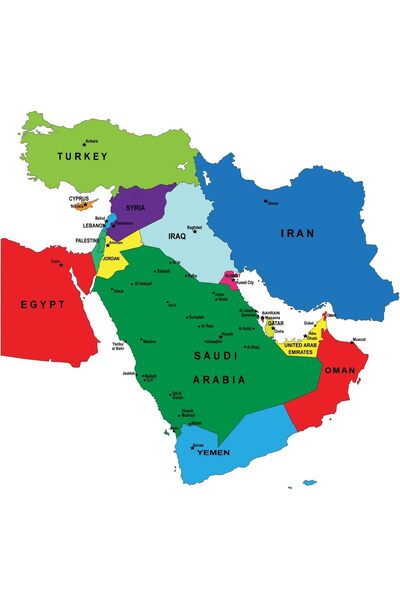 MAXPIX MAPXIX | Middle East Map for Wall Vinyl Sticker with Laminated | Globa...