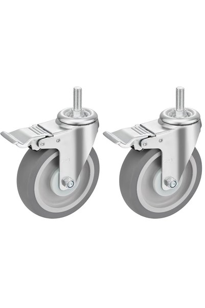 Generic 125mm Swivel Caster Wheel with Brake - M12x30mm Threaded Stem, 100kg ...