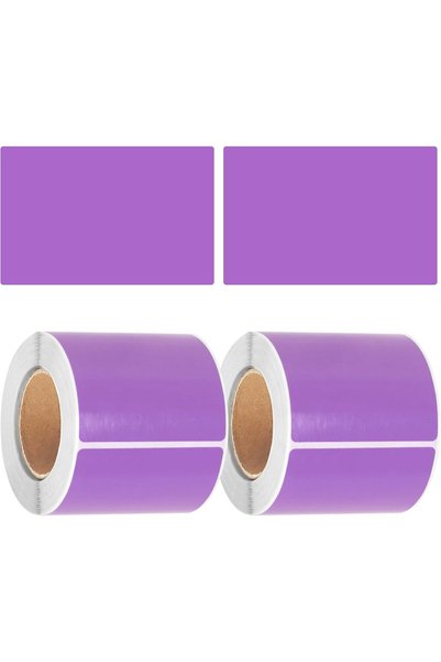 Generic 600Pcs 2 Rolls 2" x 3" (W×H) Vertical Rectangle Purple Thermal Labels...
