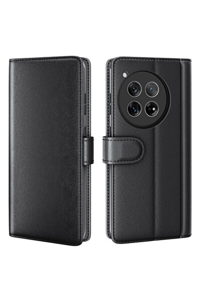 XGSM Husă flip din piele despicată pentru OnePlus 12 5G, Negru