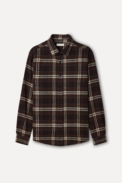 Mudo Men's Brown Plaid Regular Fit Long Sleeve Shirt