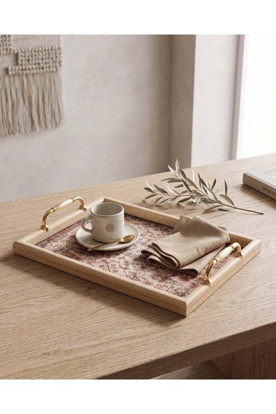 REDTAG Gold Rectangular Geometric Tray (Large)