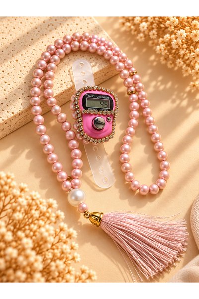 Bilenler Pearl Prayer Beads Stone Zikirmatik Gift Set 8 X 8 Pink