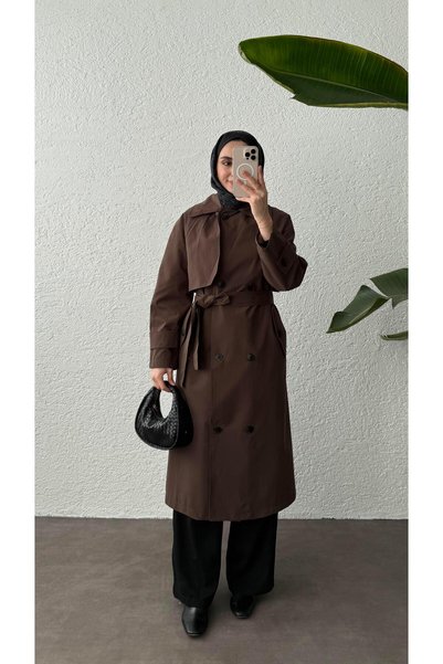 NUHBE Belted Trench Coat - Brown