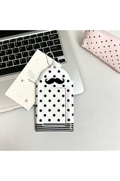 Choice حافظة بطاقات بتصميم شوارب منقطة من غاري، حافظة بطاقات صور بولارويد مقا...
