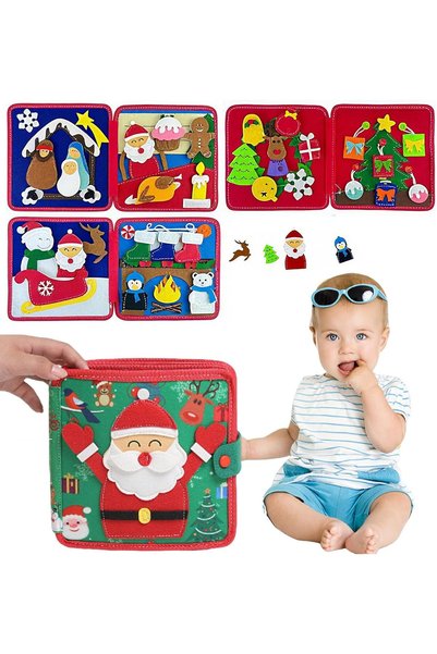 Generic Christmas Busy Book for Toddlers, Santa Claus Theme Montessori Toys f...