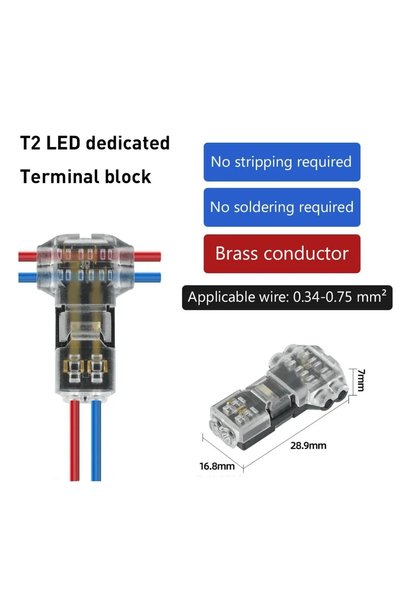 Choice عبوة واحدة (10 قطع) موصلات أسلاك T2، موصلات أسلاك LED من النوع T بـ 2 ...