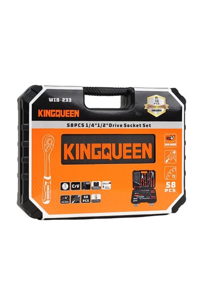 OEM Σετ καρυδάκια και εργαλεία 58 τεμ. - 1/2” και 1/4”, Cr-V KINGQUEEN WIB-233
