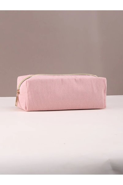Choice pink 1PC Solid Color Large Capacity Pencil Case Durable Stationery Bag...