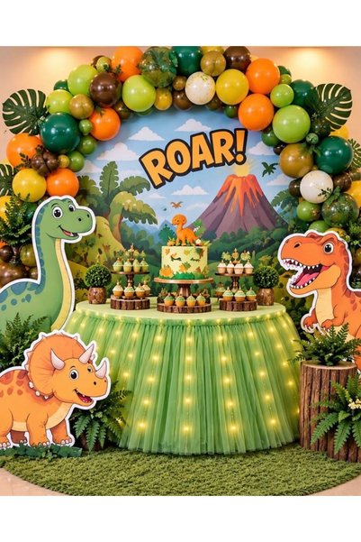 Çemrek Süs Parti Colors Suitable for Dinosaur Concept Orange Green Coffee Bal...