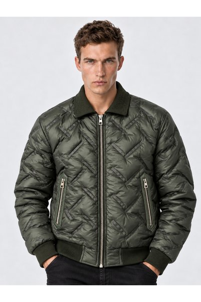 HK Premium Tekstil Bomber Mont Çıkarılabilir Yakalı Kapitone Su Geçirmez Rüzg...