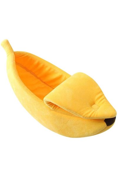 Noonedibs Peșteră pentru câini și pisici în formă de banană, pat cald izolato...