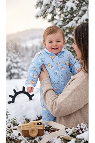 CemBebe Winter plush snowsuit for babies - warm, zippered outerwear for outdoor use