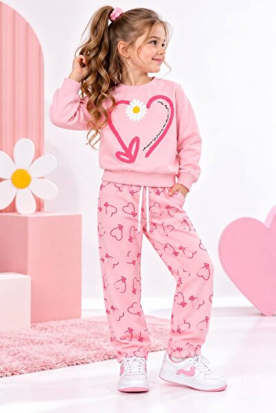 ARBİ kids Set din lycra roz cu detalii florale pentru fete