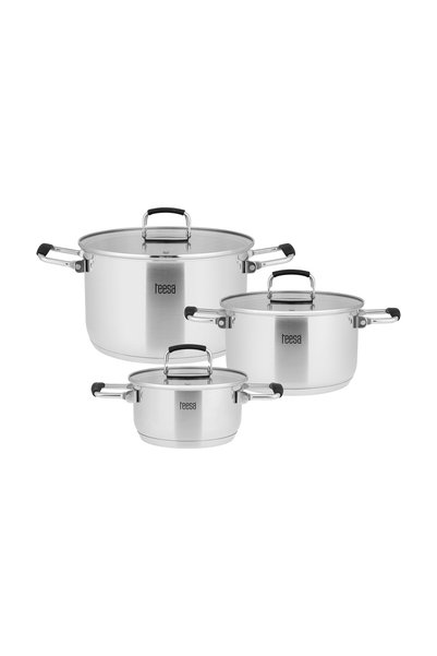 OEM Teesa Cook Prime σετ 3 κατσαρόλες από ανοξείδωτο ατσάλι με καπάκι TSA0149