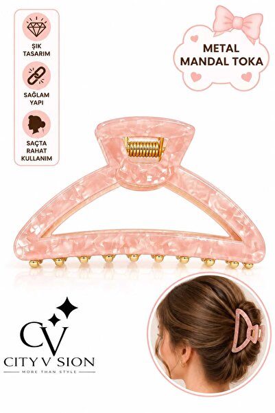 cityvision Oval Model Pink Color Acetate Metal Hair Clip - Large Size