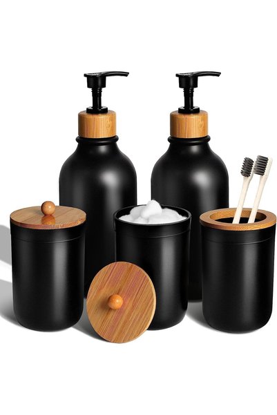 Generic Black Bathroom Accessories Set 5 Pcs, Matte Black Bathroom Accessorie...