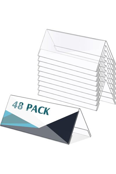Generic 48 قطعة من لوحات الأسماء البلاستيكية الشفافة للمكتب مقاس 8.5 × 3 بوصة...