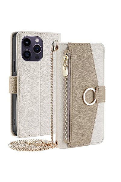 XGSM Husă flip pentru iPhone 15 Pro, cu buzunar cu fermoar tip portofel, cu o...