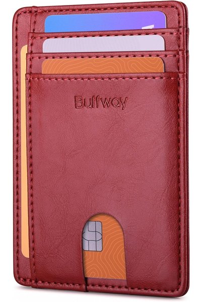 Buffway محفظة رجالية نحيفة مزودة بتقنية حجب RFID، محفظة جلدية صغيرة للرجال مع...
