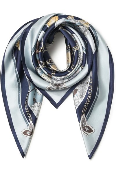 GENERAL SHIROUYU 100% Pure Mulberry Silk Scarf 35" Large Square Lightweight H...