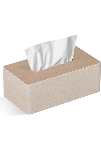 Generic Tissue Box Cover,Rectangular,Modern PU Leather Facial Tissue Dispense...