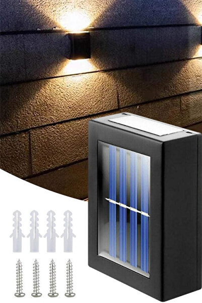 AYACO 2'li Solar Bahçe Aydınlatması Güneş Enerjili Duvar Lambası Çift Taraflı Aplik Işık Led Işık