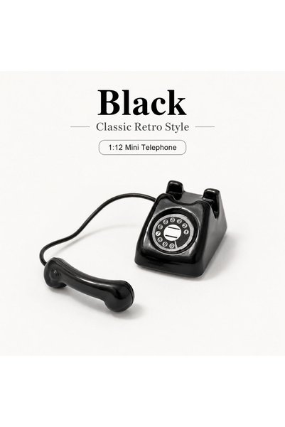 Choice black 1:12 Mini Retro Telephone Dollhouse Decor, Vintage Rotary Phone ...