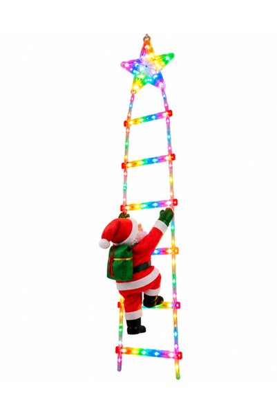 LILY Decorațiune luminoasă de Crăciun tip scară cu Moș Crăciun și stea LED multicoloră 1,5 m 6 trepte